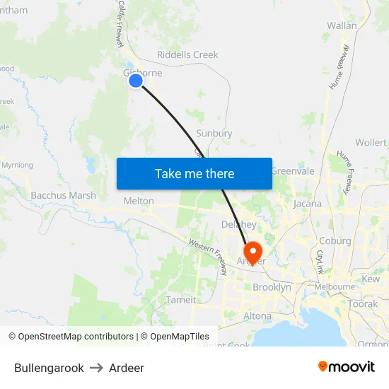 Bullengarook to Ardeer map