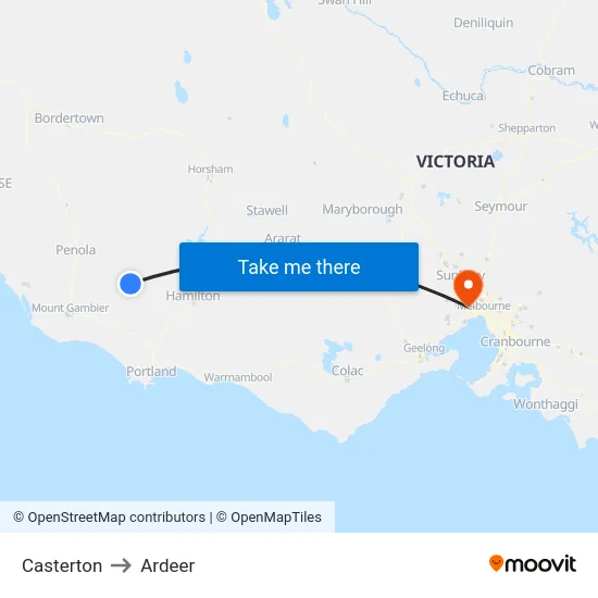 Casterton to Ardeer map