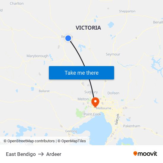 East Bendigo to Ardeer map