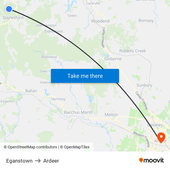 Eganstown to Ardeer map