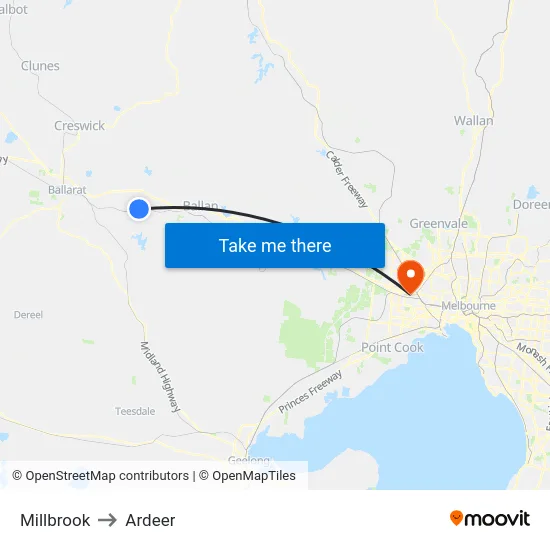 Millbrook to Ardeer map