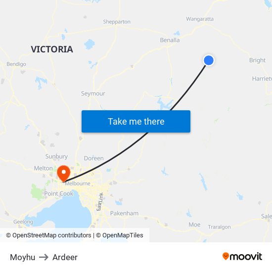 Moyhu to Ardeer map