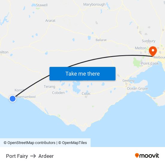 Port Fairy to Ardeer map