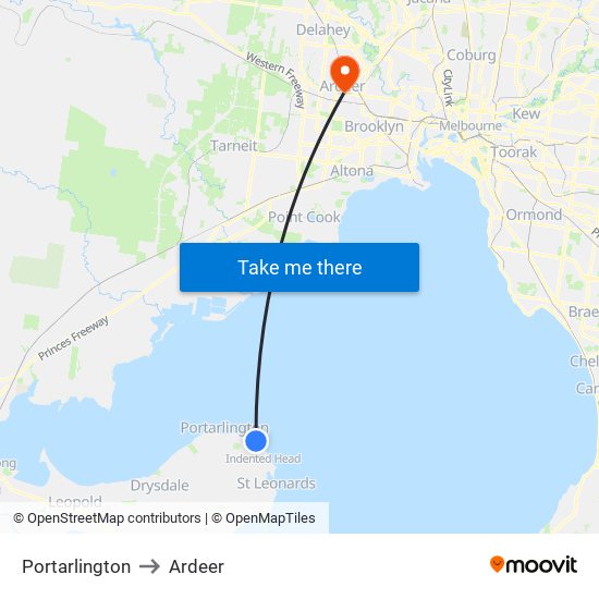 Portarlington to Ardeer map