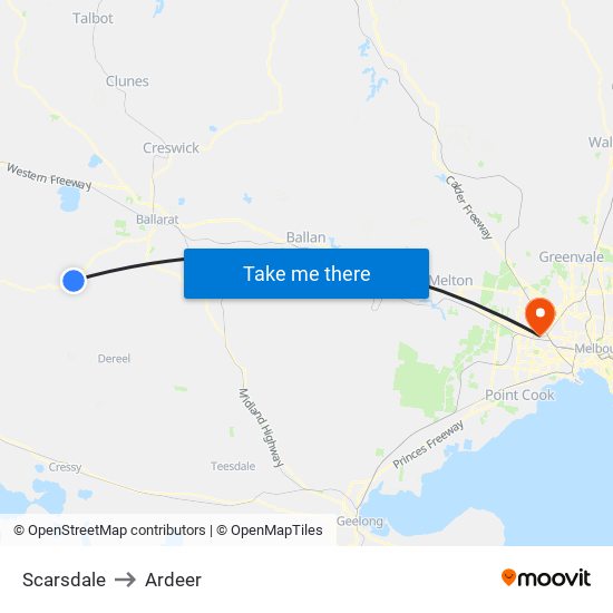 Scarsdale to Ardeer map