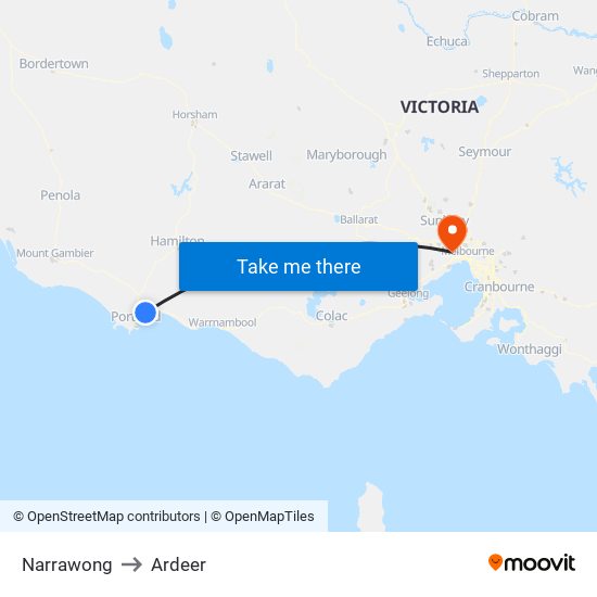 Narrawong to Ardeer map