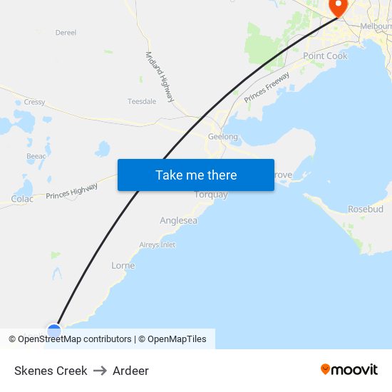 Skenes Creek to Ardeer map