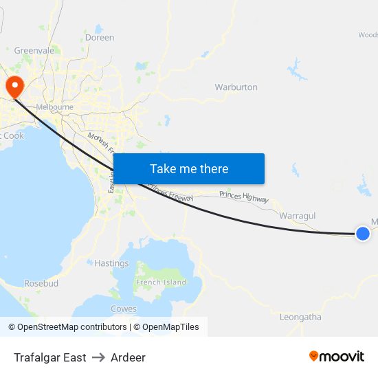 Trafalgar East to Ardeer map