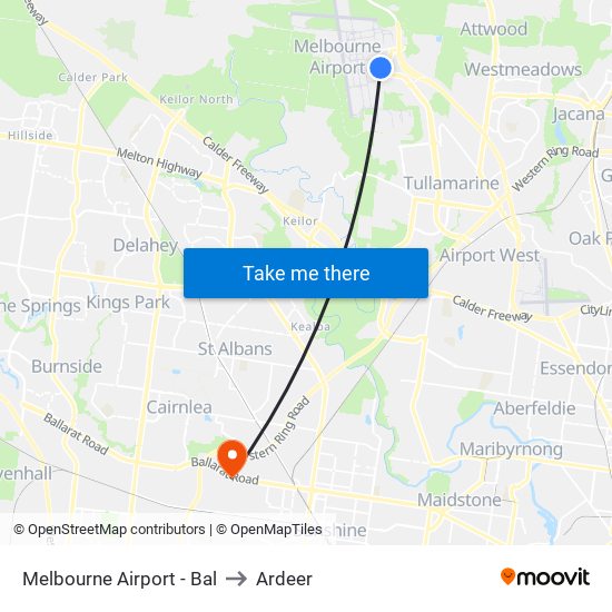 Melbourne Airport - Bal to Ardeer map