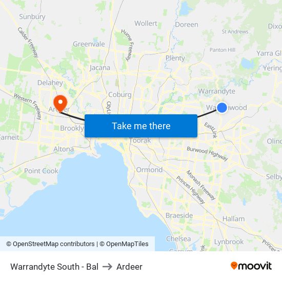 Warrandyte South - Bal to Ardeer map