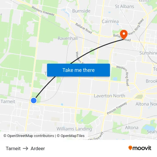 Tarneit to Ardeer map