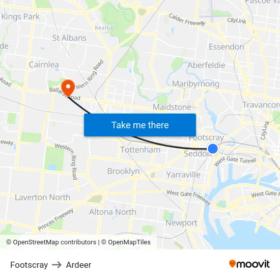 Footscray to Ardeer map