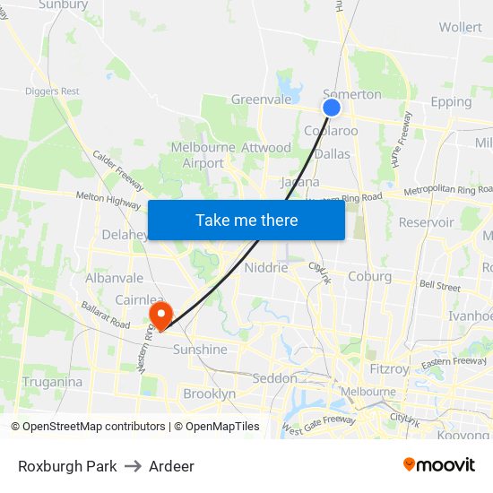 Roxburgh Park to Ardeer map