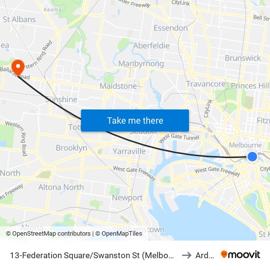 13-Federation Square/Swanston St (Melbourne City) to Ardeer map