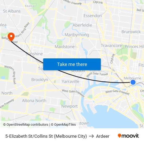 5-Elizabeth St/Collins St (Melbourne City) to Ardeer map