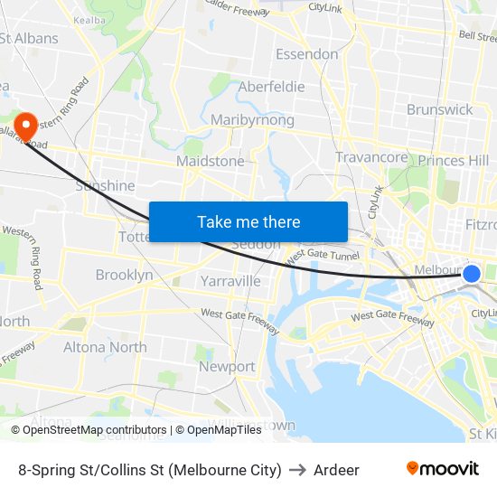 8-Spring St/Collins St (Melbourne City) to Ardeer map