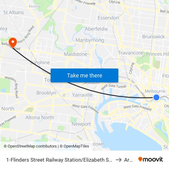 1-Flinders Street Railway Station/Elizabeth St (Melbourne City) to Ardeer map