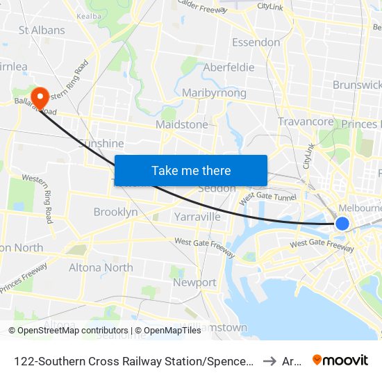 122-Southern Cross Railway Station/Spencer St (Melbourne City) to Ardeer map