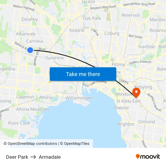 Deer Park to Armadale map