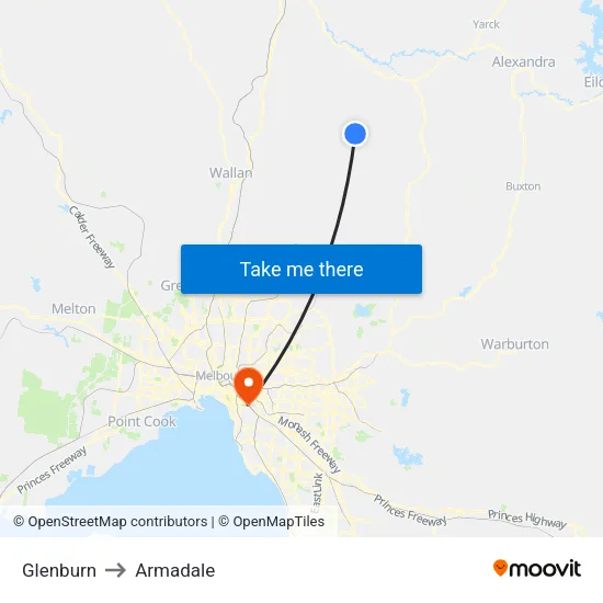 Glenburn to Armadale map