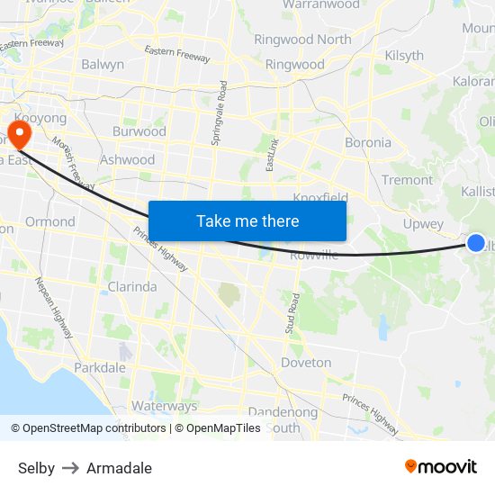 Selby to Armadale map