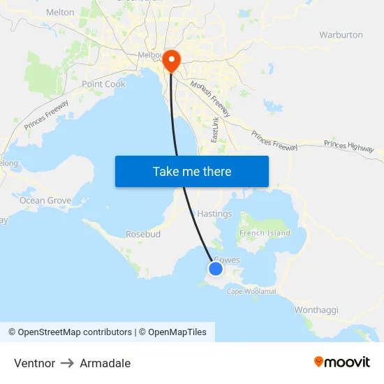 Ventnor to Armadale map