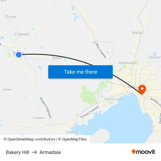 Bakery Hill to Armadale map