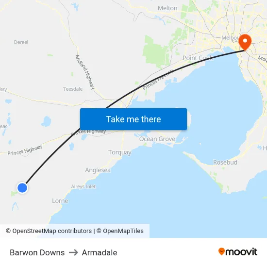 Barwon Downs to Armadale map