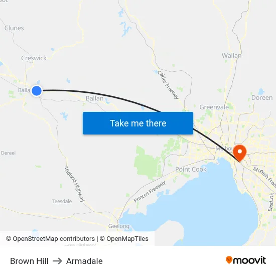 Brown Hill to Armadale map