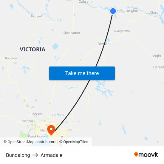 Bundalong to Armadale map
