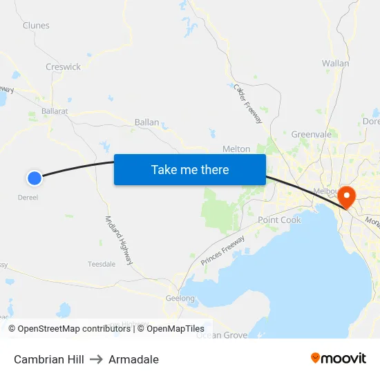 Cambrian Hill to Armadale map
