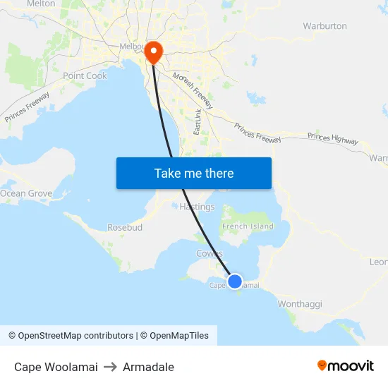 Cape Woolamai to Armadale map