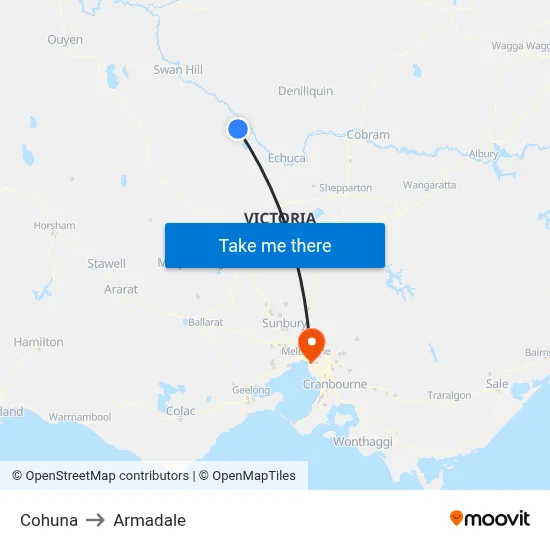 Cohuna to Armadale map