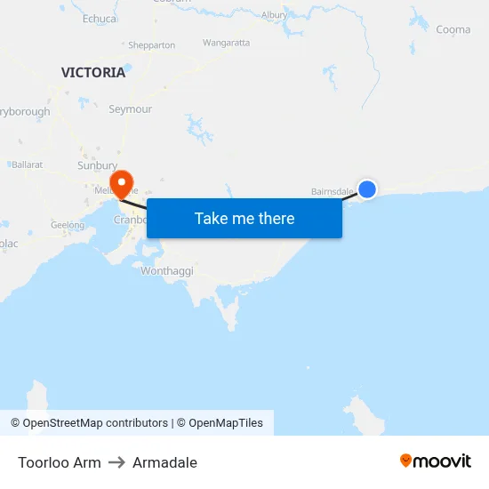 Toorloo Arm to Armadale map
