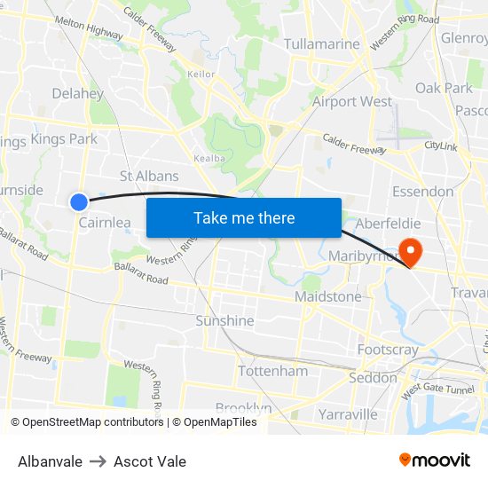 Albanvale to Ascot Vale map