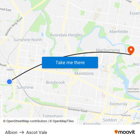 Albion to Ascot Vale map