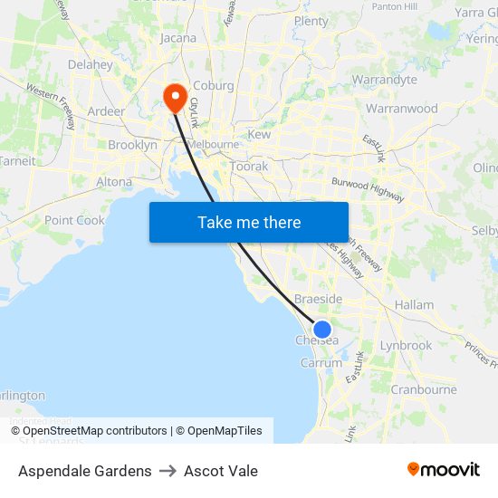 Aspendale Gardens to Ascot Vale map