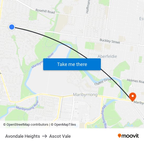 Avondale Heights to Ascot Vale map