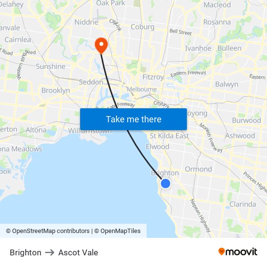 Brighton to Ascot Vale map