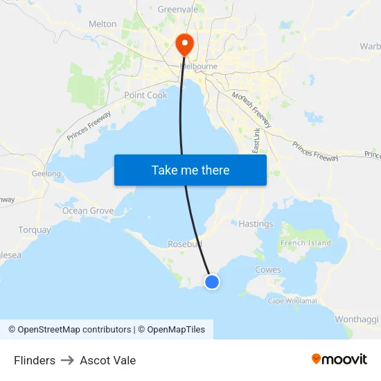 Flinders to Ascot Vale map