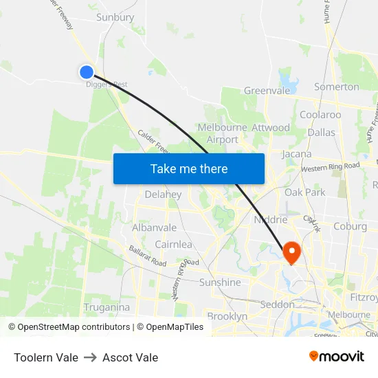 Toolern Vale to Ascot Vale map