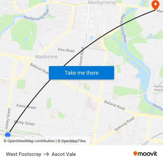 West Footscray to Ascot Vale map