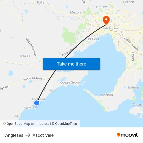 Anglesea to Ascot Vale map