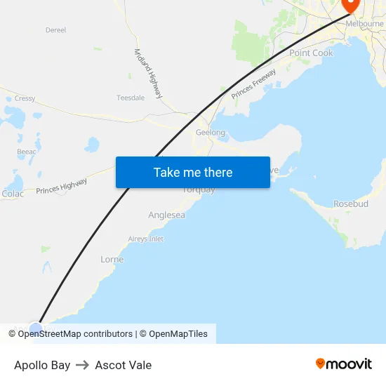 Apollo Bay to Ascot Vale map