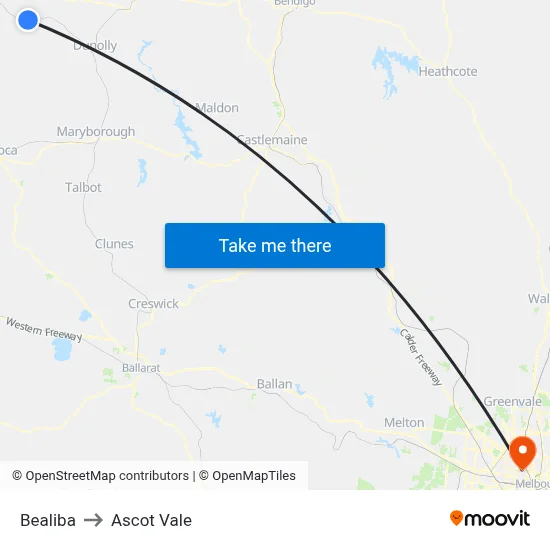 Bealiba to Ascot Vale map