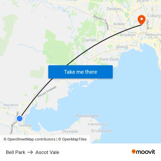 Bell Park to Ascot Vale map