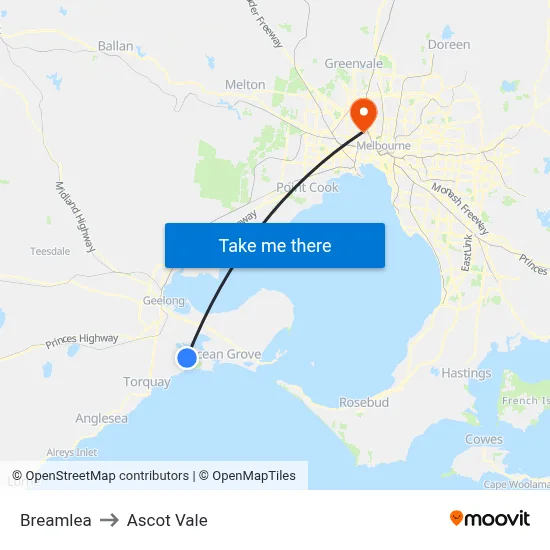 Breamlea to Ascot Vale map
