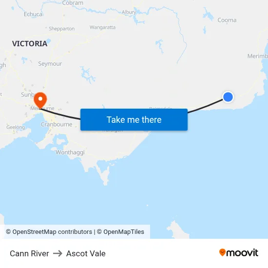 Cann River to Ascot Vale map