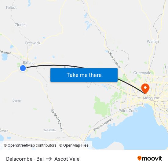 Delacombe - Bal to Ascot Vale map