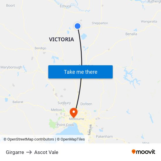 Girgarre to Ascot Vale map